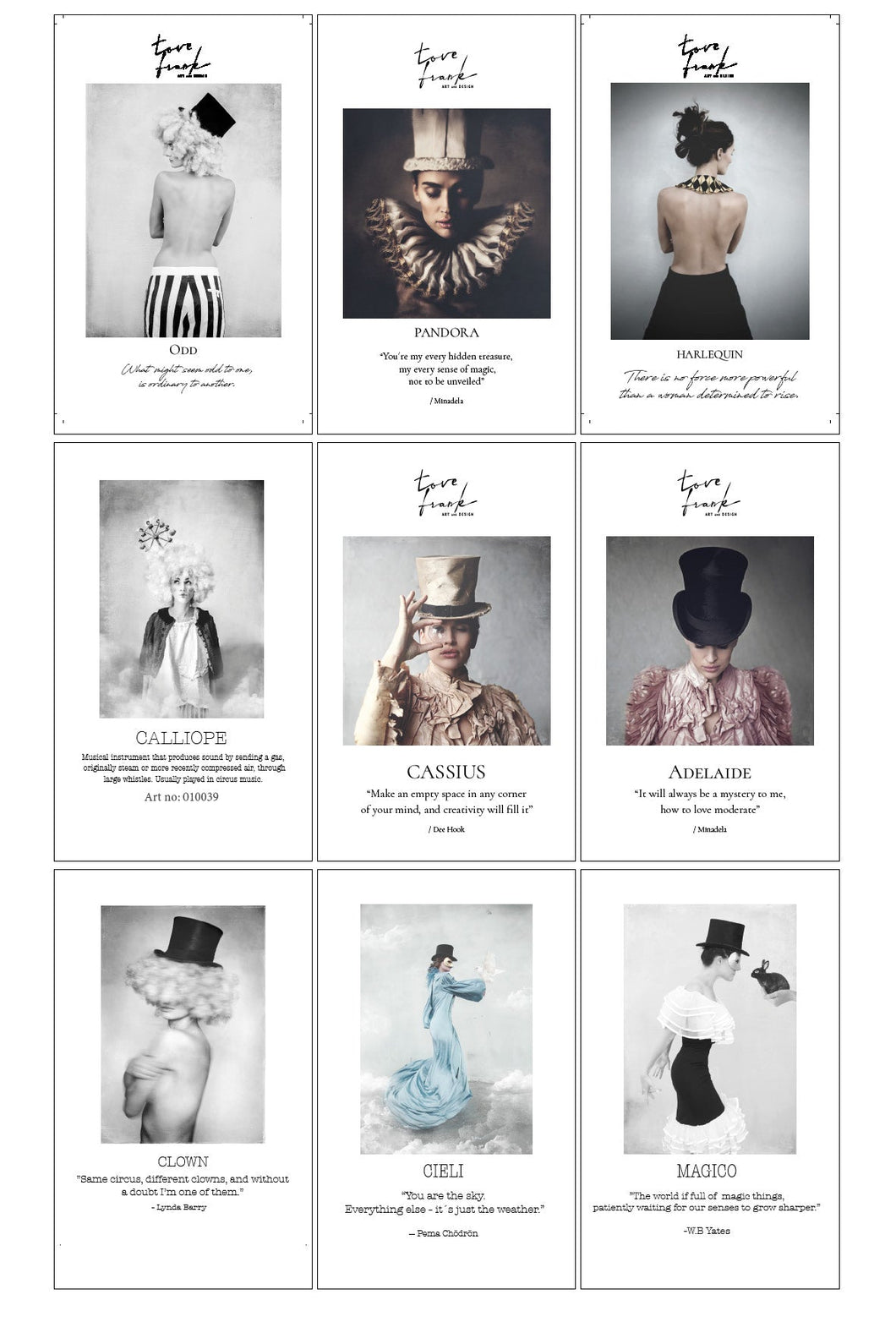 SET OF TAGS - Clowns and Hatters - TOVE FRANK